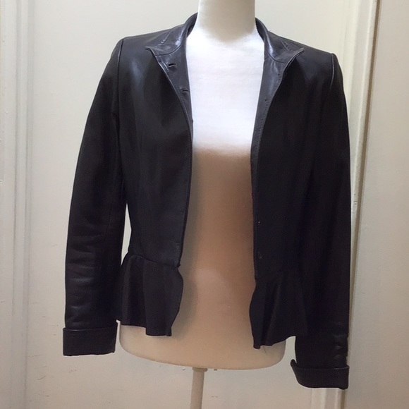 CARINA NEW YORK WOMEN BROWN LONG SLEEVES LEATHER JACKET SZ 6 - Picture 7 of 14